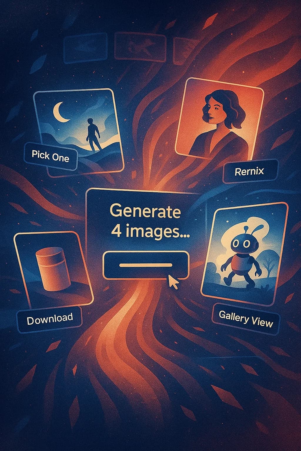 Generate up to four AI-generated images per prompt with Focal AI Image Generator for faster content creation and more visual options