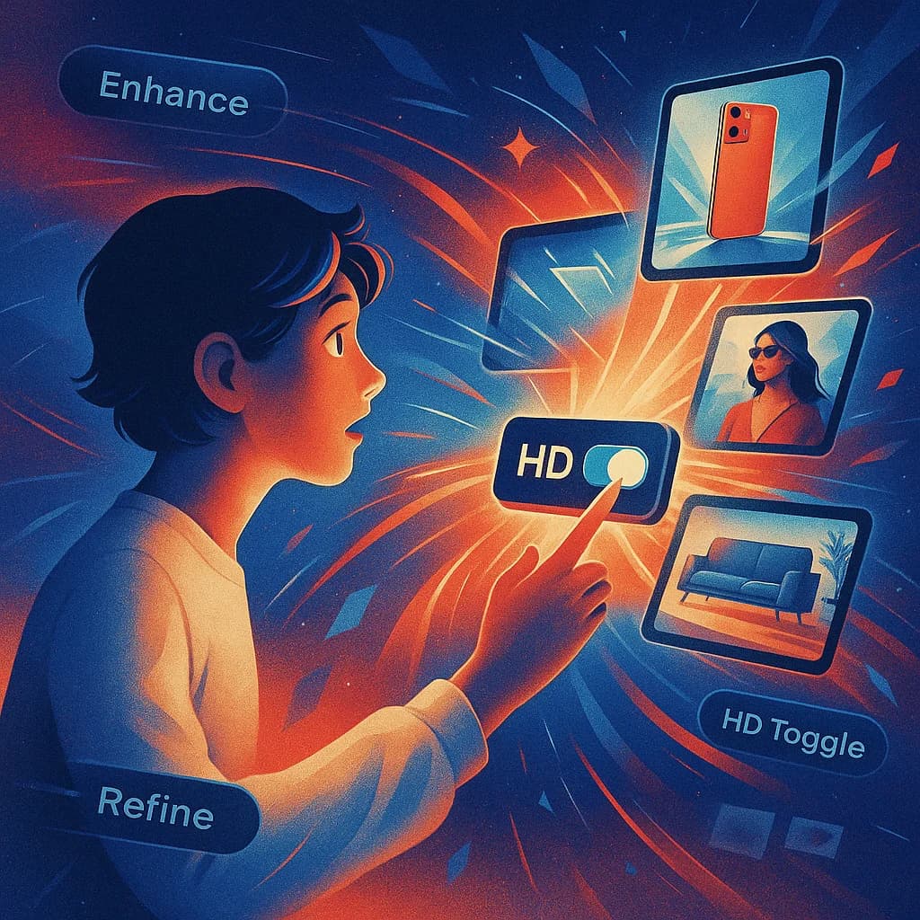 Switch to HD mode in Focal AI Image Generator to create sharper, high-definition AI visuals with professional polish