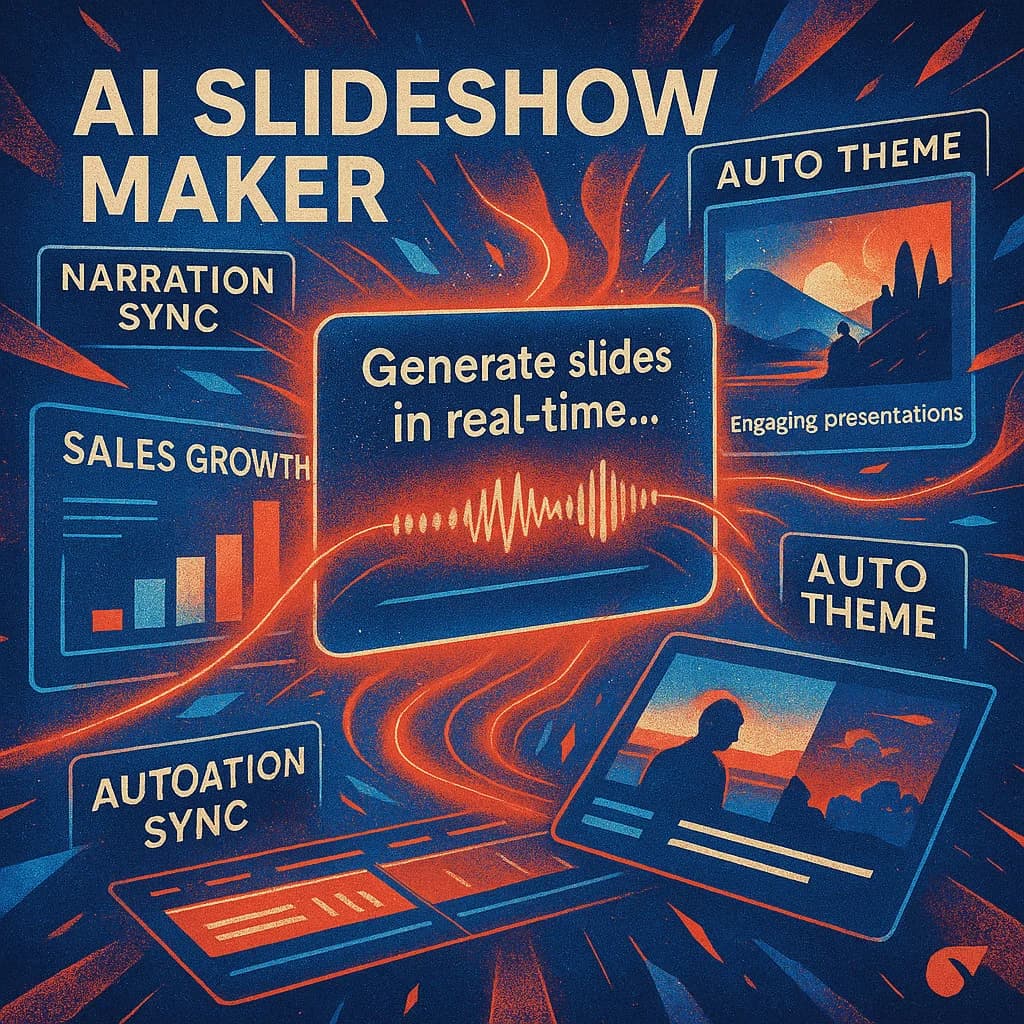 Focal AI Slideshow Maker syncs narration, visuals, and transitions to craft smart, polished presentations automatically