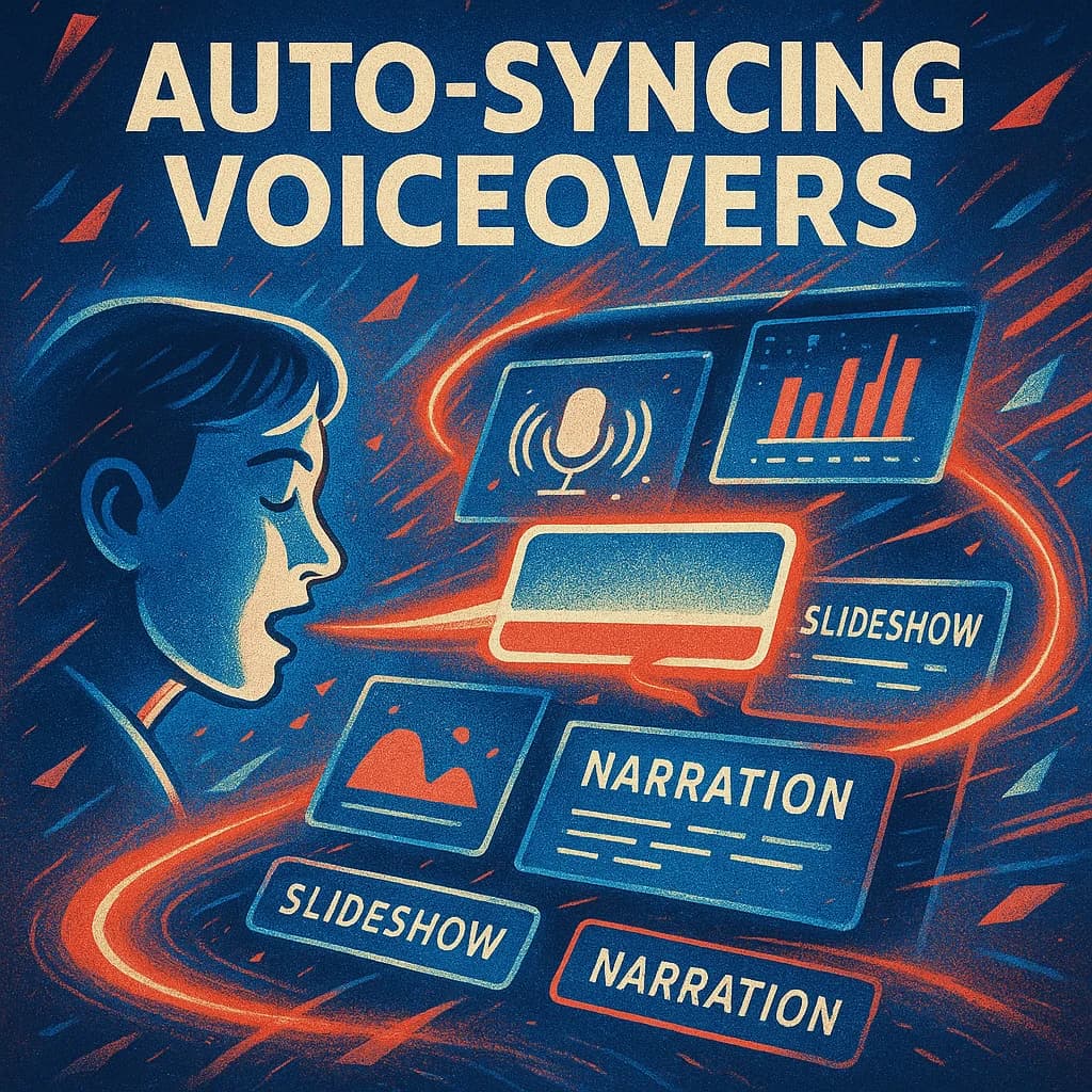 Sync narration to slides automatically with Focal AI Slideshow Maker—no timing, dragging, or stress required