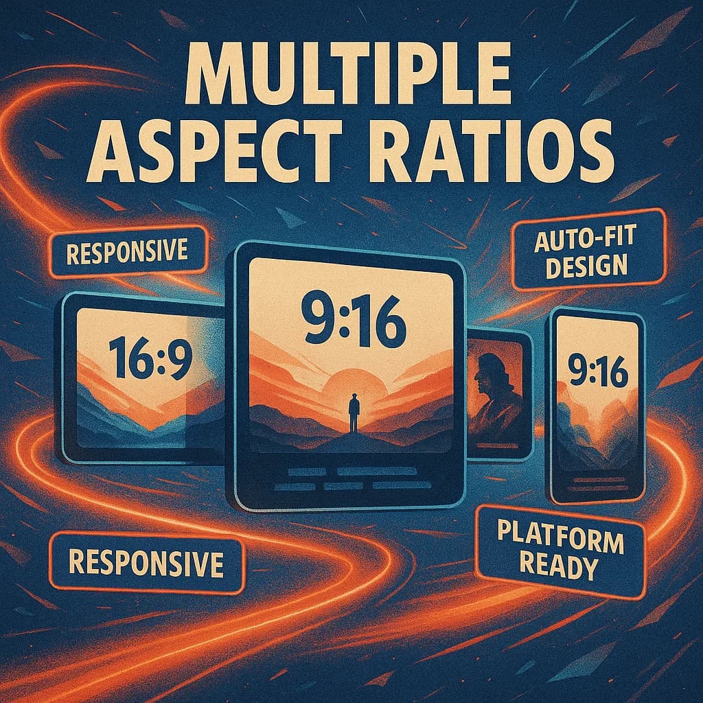 Export your AI-generated slides in 16:9, 9:16, or square formats with Focal AI Slideshow Maker's flexible output options