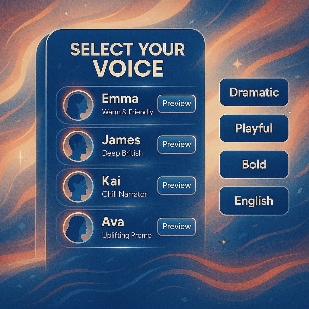 Explore hundreds of AI voice styles, accents, and tones using Focal AI Voice Generator for perfect storytelling