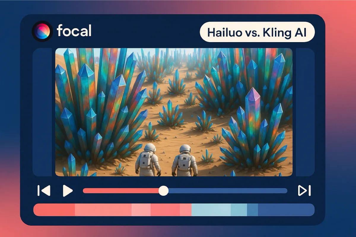 Side-by-side AI-generated video clips comparing Kling and Hailuo, showing differences in realism, motion quality, and rendering style.