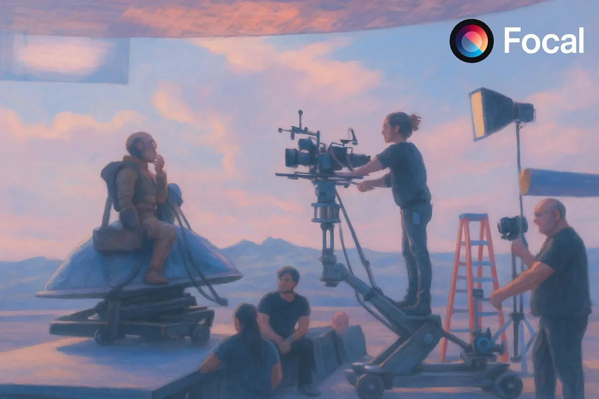 AI‑enhanced virtual stage showing real‑time motion capture, live rendering, and creative collaboration tools.